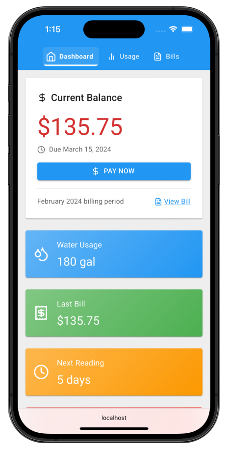 AquaCo Dashboard Mobile